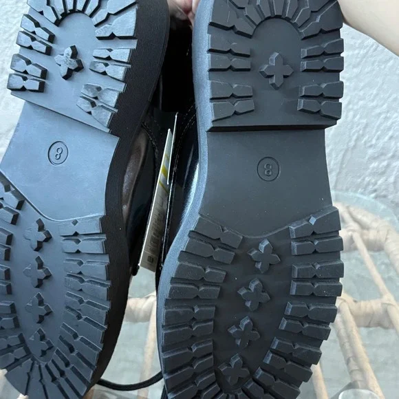 Womens Platform Oxford Shoes Black Lace Up Lug Sole Chunky New Look - Picture 4 of 6